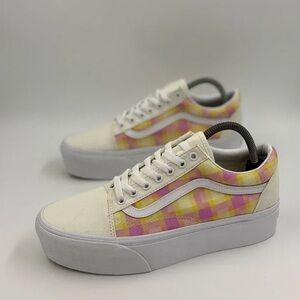 Vans Women's Checkered Sneakers - Pink and Yellow